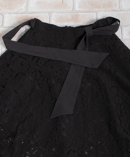 Grandeir（グランディール）の「ウエストリボン レース フレアスカート（スカート・レディース・ブラック/アイボリー・M）」の14枚目の写真