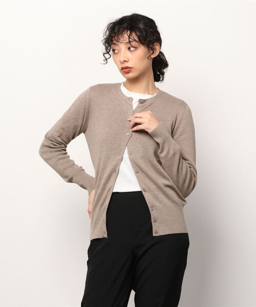 three dots（スリードッツ）の「Cotton melange l/s crew cardigan 