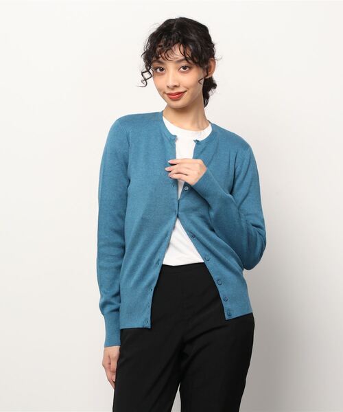 『three dots/スリードッツ』メランジポップカーディガン/ニット/セーター/長袖 イエロー/黄色 レディース S 秋冬 820142 three dots(スリードッツ)｜スポンジーヤーン ポケットカーディガン