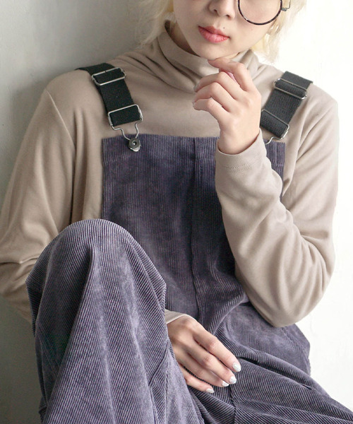 zootie（ズーティー）の「【着た瞬間あったかい】無地＆ボーダー 裏起毛タートルネックカットソー（Tシャツ/カットソー・レディース・チャコール/オレンジ/ブラック×グレー/アイボリー/ブラック/ライトベージュ/バーガンディー/ブラック×ホワイト/マスタード/杢グレー/ダークグリーン・L/M/LL）」の7枚目の写真