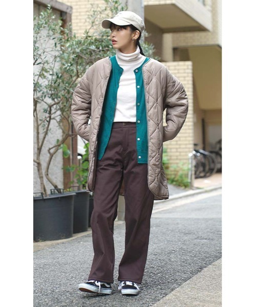 zootie（ズーティー）の「【着た瞬間あったかい】無地＆ボーダー 裏起毛タートルネックカットソー（Tシャツ/カットソー・レディース・チャコール/オレンジ/ブラック×グレー/アイボリー/ブラック/ライトベージュ/バーガンディー/ブラック×ホワイト/マスタード/杢グレー/ダークグリーン・L/M/LL）」の12枚目の写真