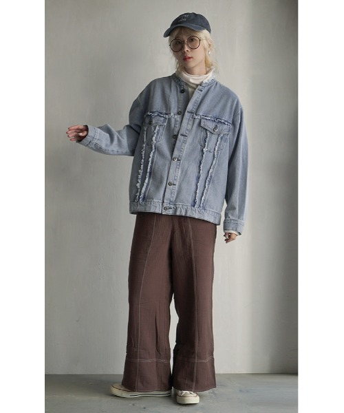 zootie（ズーティー）の「【着た瞬間あったかい】無地＆ボーダー 裏起毛タートルネックカットソー（Tシャツ/カットソー・レディース・チャコール/オレンジ/ブラック×グレー/アイボリー/ブラック/ライトベージュ/バーガンディー/ブラック×ホワイト/マスタード/杢グレー/ダークグリーン・L/M/LL）」の13枚目の写真