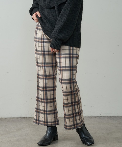 natural couture(ナチュラルクチュール)の「ハイウエストモクロディフレアパンツ(その他パンツ・レディース・チェック/ブラック/ライトベージュ/ブラウン・FREE)」の17枚目の写真