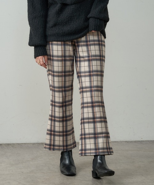 natural couture(ナチュラルクチュール)の「ハイウエストモクロディフレアパンツ(その他パンツ・レディース・チェック/ブラック/ライトベージュ/ブラウン・FREE)」の18枚目の写真