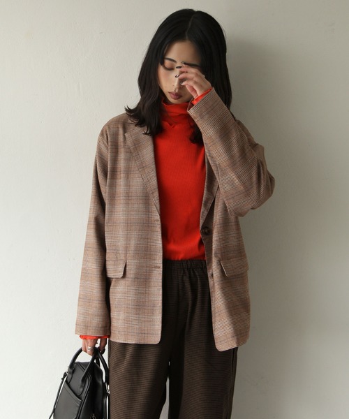 Chillfar（チルファー）の「チェック柄シングルテーラードャケット（テーラードジャケット・レディース・ダークブラウン/グレー/ブラウン・FREE）」の3枚目の写真