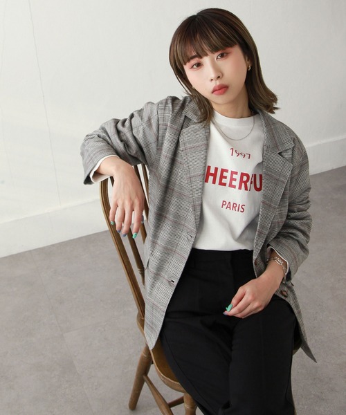 Chillfar（チルファー）の「チェック柄シングルテーラードャケット（テーラードジャケット・レディース・ダークブラウン/グレー/ブラウン・FREE）」の2枚目の写真
