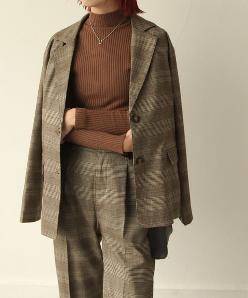 Chillfar（チルファー）の「チェック柄シングルテーラードャケット（テーラードジャケット・レディース・ダークブラウン/グレー/ブラウン・FREE）」の22枚目の写真