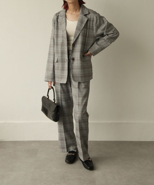 Chillfar（チルファー）の「チェック柄シングルテーラードャケット（テーラードジャケット・レディース・ダークブラウン/グレー/ブラウン・FREE）」の9枚目の写真