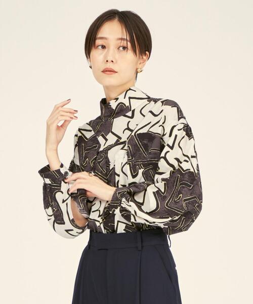 BRACTMENT（ブラクトメント）の「＜BRACTMENT(ブラクトメント)＞BM 2WAY アブストラクト プリントブラウス（シャツ/ブラウス・レディース・ブラック/ベージュ・FREE）」の20枚目の写真