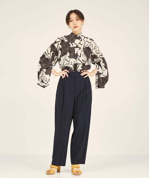 BRACTMENT（ブラクトメント）の「＜BRACTMENT(ブラクトメント)＞BM 2WAY アブストラクト プリントブラウス（シャツ/ブラウス・レディース・ブラック/ベージュ・FREE）」の14枚目の写真