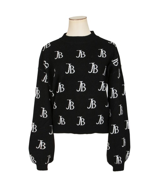 Julia Boutique（ジュリアブティック）の「JBロゴ柄長袖ニットトップス/21554（ニット/セーター・レディース・ブラック/ホワイト/ピンク・ONE）」の5枚目の写真