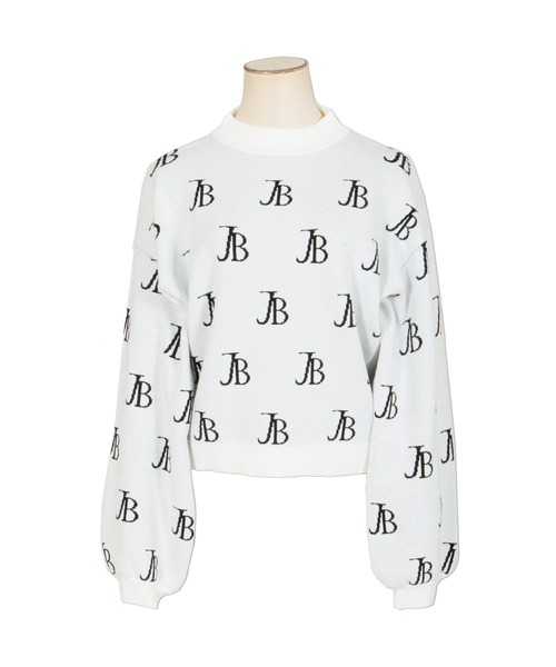 Julia Boutique（ジュリアブティック）の「JBロゴ柄長袖ニットトップス/21554（ニット/セーター・レディース・ブラック/ホワイト/ピンク・ONE）」の7枚目の写真