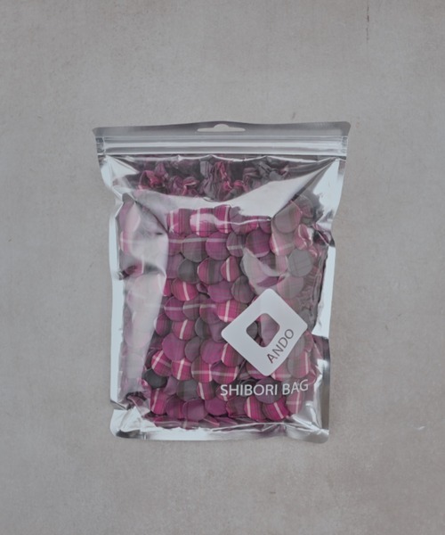 BIRTHDAY BAR(バースデイバー)の「HAM-12 Botan-Shibori Bag ボタンしぼりバッグ チェック柄 /エコバッグ(ハンドバッグ・レディース・グレー/ピンク/グリーン・フリー)」の7枚目の写真