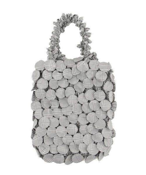 BIRTHDAY BAR(バースデイバー)の「HAM-12 Botan-Shibori Bag ボタンしぼりバッグ チェック柄 /エコバッグ(ハンドバッグ・レディース・グレー/ピンク/グリーン・フリー)」の10枚目の写真