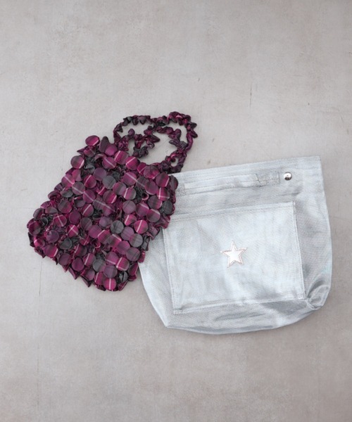 BIRTHDAY BAR(バースデイバー)の「HAM-12 Botan-Shibori Bag ボタンしぼりバッグ チェック柄 /エコバッグ(ハンドバッグ・レディース・グレー/ピンク/グリーン・フリー)」の13枚目の写真