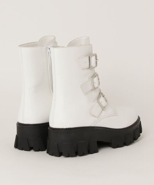 LOVEHUNTER（ラブハンター）の「LOVEHUNTER / トラックソールベルトブーツ (1563)　コンバットブーツ（ブーツ・レディース・ホワイト/ブラック・LL/S/M/L）」の4枚目の写真