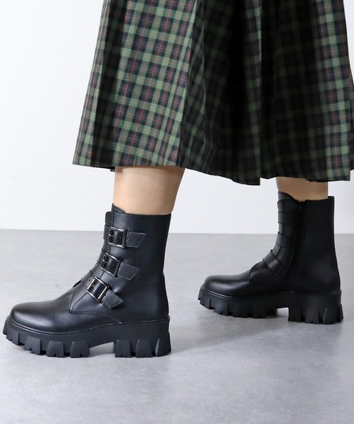 LOVEHUNTER（ラブハンター）の「LOVEHUNTER / トラックソールベルトブーツ (1563)　コンバットブーツ（ブーツ・レディース・ホワイト/ブラック・LL/S/M/L）」の6枚目の写真