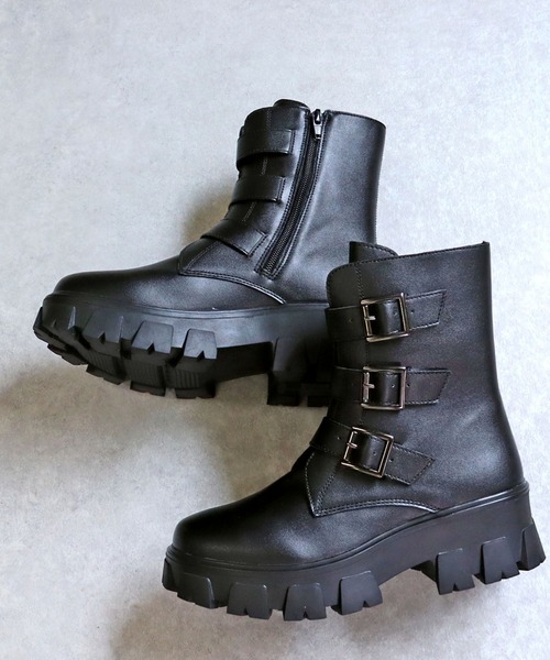LOVEHUNTER（ラブハンター）の「LOVEHUNTER / トラックソールベルトブーツ (1563)　コンバットブーツ（ブーツ・レディース・ホワイト/ブラック・LL/S/M/L）」の7枚目の写真
