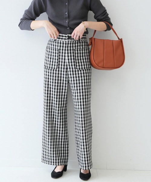 SLOBE IENA（スローブイエナ）の「ウールフラノストレートパンツ【手洗い可能/ウエストゴム】◆（その他パンツ・レディース・ブラック系その他/グレー系その他・36/38）」の3枚目の写真