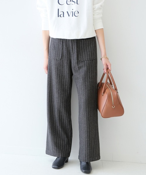 SLOBE IENA（スローブイエナ）の「ウールフラノストレートパンツ【手洗い可能/ウエストゴム】◆（その他パンツ・レディース・ブラック系その他/グレー系その他・36/38）」の11枚目の写真