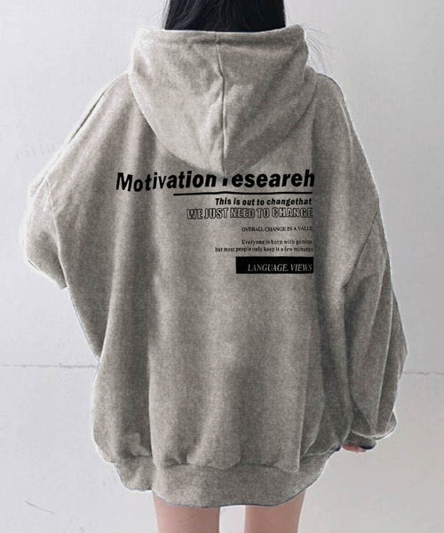 Dalfwin(ダールフィン)の「韓国ファッションMotivationプリントオーバーサイズフーディーパーカー(パーカー・レディース・ブラック/グレー/オートミール/ベージュ系その他/ブラック系その他/グレー系その他・FREE)」の20枚目の写真