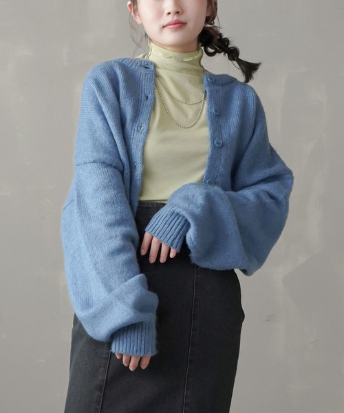 SPINNS（スピンズ）の「【2WAY仕様】ショートニットカーディガン（カーディガン/ボレロ・レディース・サーモンピンク/イエロー/ブルー/ダークグリーン/ブラック・ONESIZE）」の15枚目の写真