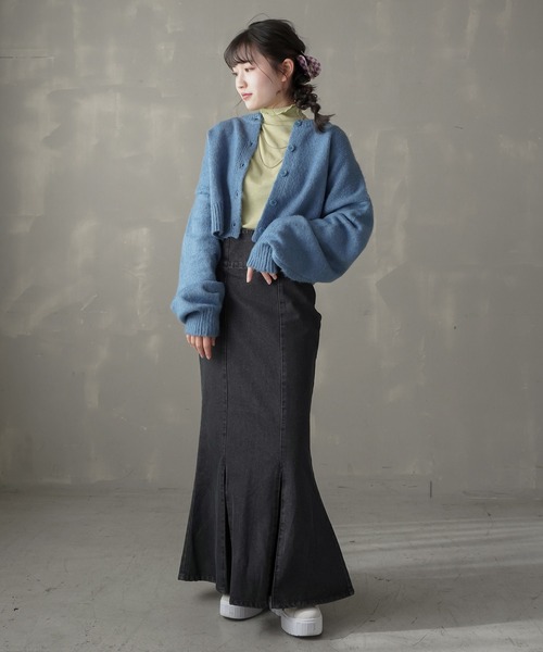 SPINNS（スピンズ）の「【2WAY仕様】ショートニットカーディガン（カーディガン/ボレロ・レディース・サーモンピンク/イエロー/ブルー/ダークグリーン/ブラック・ONESIZE）」の16枚目の写真