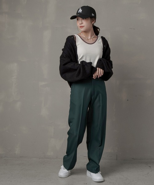 SPINNS（スピンズ）の「【2WAY仕様】ショートニットカーディガン（カーディガン/ボレロ・レディース・サーモンピンク/イエロー/ブルー/ダークグリーン/ブラック・ONESIZE）」の8枚目の写真