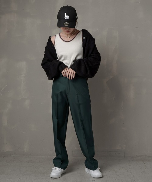 SPINNS（スピンズ）の「【2WAY仕様】ショートニットカーディガン（カーディガン/ボレロ・レディース・サーモンピンク/イエロー/ブルー/ダークグリーン/ブラック・ONESIZE）」の9枚目の写真