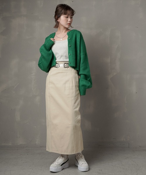 SPINNS（スピンズ）の「【2WAY仕様】ショートニットカーディガン（カーディガン/ボレロ・レディース・サーモンピンク/イエロー/ブルー/ダークグリーン/ブラック・ONESIZE）」の10枚目の写真