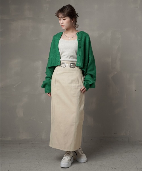 SPINNS（スピンズ）の「【2WAY仕様】ショートニットカーディガン（カーディガン/ボレロ・レディース・サーモンピンク/イエロー/ブルー/ダークグリーン/ブラック・ONESIZE）」の11枚目の写真