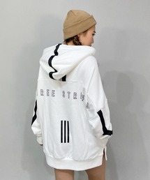 adidas/アディダス   ビッグシルエット  スリーストライプス  バックプリントパーカー   CC482