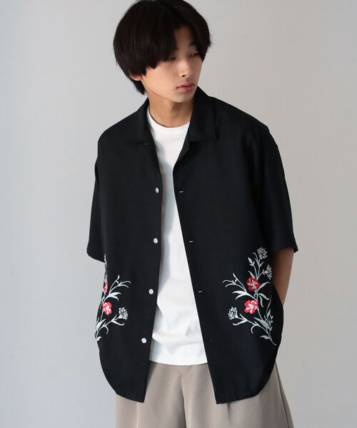 BeAMS DOT（ビームスドット）の「【WEB限定】BeAMS DOT / エンブロイダリ― シャツ（シャツ/ブラウス・メンズ・ブラック/ミント・MEDIUM/LARGE）」の7枚目の写真