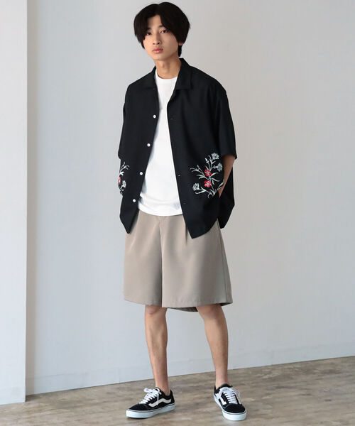 BeAMS DOT（ビームスドット）の「【WEB限定】BeAMS DOT / エンブロイダリ― シャツ（シャツ/ブラウス・メンズ・ブラック/ミント・MEDIUM/LARGE）」の3枚目の写真