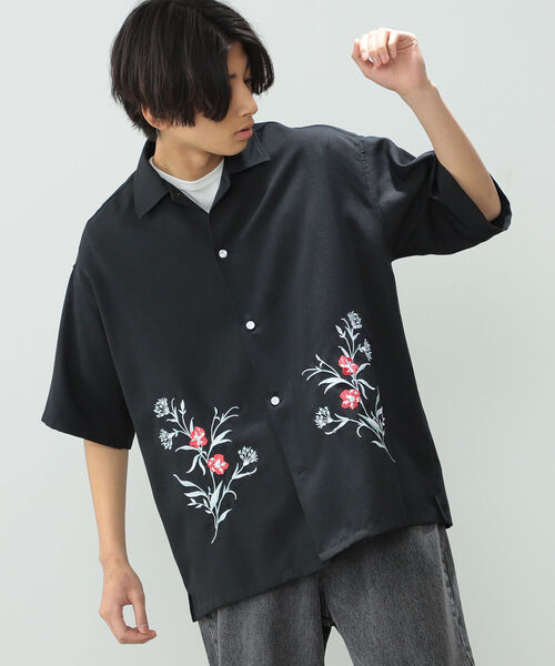 BeAMS DOT（ビームスドット）の「【WEB限定】BeAMS DOT / エンブロイダリ― シャツ（シャツ/ブラウス・メンズ・ブラック/ミント・MEDIUM/LARGE）」の9枚目の写真