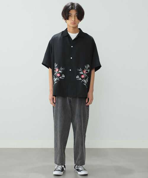 BeAMS DOT（ビームスドット）の「【WEB限定】BeAMS DOT / エンブロイダリ― シャツ（シャツ/ブラウス・メンズ・ブラック/ミント・MEDIUM/LARGE）」の5枚目の写真