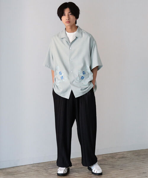 BeAMS DOT（ビームスドット）の「【WEB限定】BeAMS DOT / エンブロイダリ― シャツ（シャツ/ブラウス・メンズ・ブラック/ミント・MEDIUM/LARGE）」の8枚目の写真