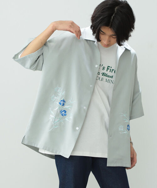 BeAMS DOT（ビームスドット）の「【WEB限定】BeAMS DOT / エンブロイダリ― シャツ（シャツ/ブラウス・メンズ・ブラック/ミント・MEDIUM/LARGE）」の12枚目の写真