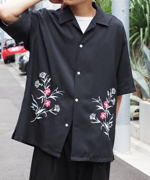 BeAMS DOT（ビームスドット）の「【WEB限定】BeAMS DOT / エンブロイダリ― シャツ（シャツ/ブラウス・メンズ・ブラック/ミント・MEDIUM/LARGE）」の2枚目の写真