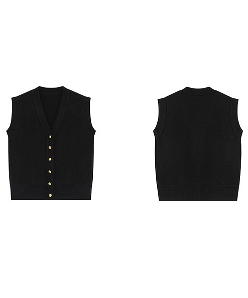 Fano Studios(ファノ ストゥディオズ)の「【Fano Studios】Small gold button V-neck vest FC22S015(ベスト・レディース・ブラック・M/S/L)」の15枚目の写真