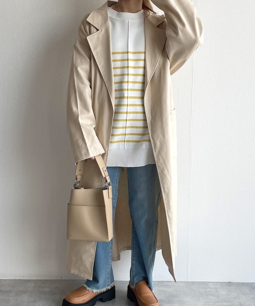 w closet（ダブルクローゼット）の「ベルト付きガウンコート（トレンチコート・レディース・グレイッシュベージュ/ライトベージュ・FREE）」の18枚目の写真