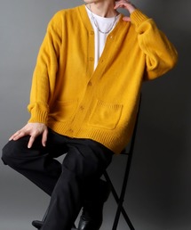 Big silhouette Color Knit Cardigan/ビッグシルエット カラーニット カーディガン/カーデ