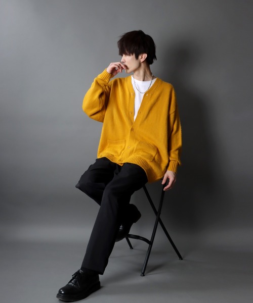 SITRY（シトリー）の「Big silhouette Color Knit Cardigan/ビッグシルエット カラーニット カーディガン/カーデ（カーディガン/ボレロ・メンズ・イエロー/グリーン/レッド/ブルー/オレンジ/ブラック・XL/L/M）」の20枚目の写真