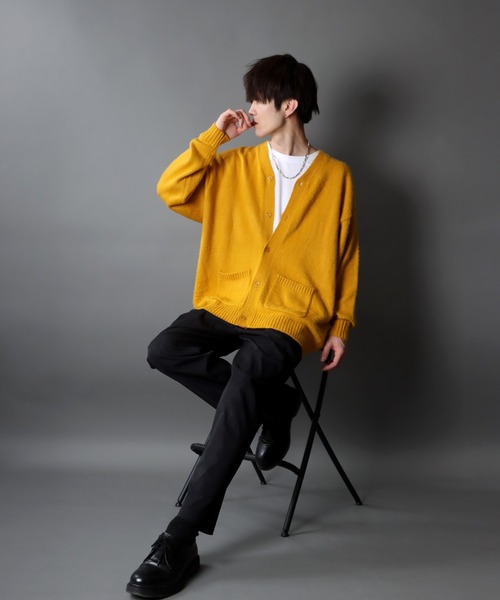 SITRY（シトリー）の「Big silhouette Color Knit Cardigan/ビッグシルエット カラーニット カーディガン/カーデ（カーディガン/ボレロ・メンズ・イエロー/グリーン/レッド/ブルー/オレンジ/ブラック・XL/L/M）」の21枚目の写真