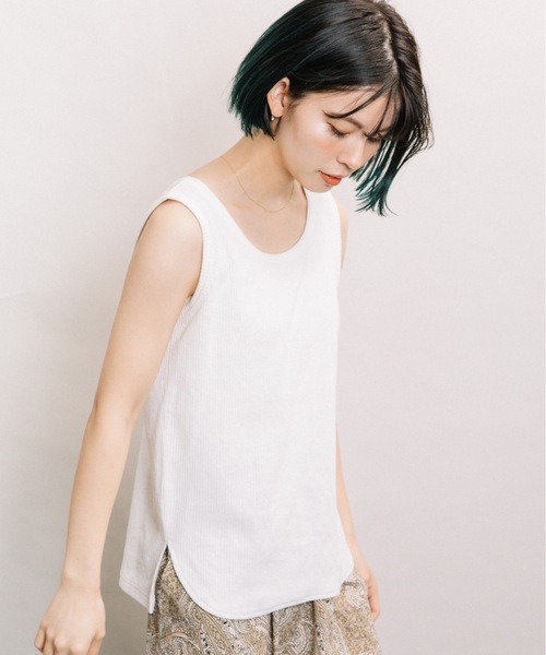 refinedworks（リファインドワークス）の「針抜きテレコ両面タンク（タンクトップ・レディース・ブラック/ブラウン/オフホワイト/ブルー/ライトグリーン系・FREE）」の2枚目の写真