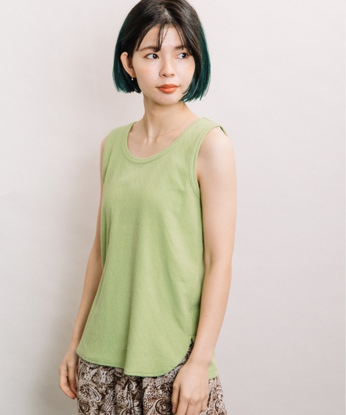refinedworks（リファインドワークス）の「針抜きテレコ両面タンク（タンクトップ・レディース・ブラック/ブラウン/オフホワイト/ブルー/ライトグリーン系・FREE）」の7枚目の写真