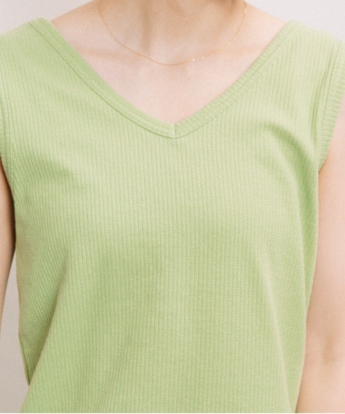 refinedworks（リファインドワークス）の「針抜きテレコ両面タンク（タンクトップ・レディース・ブラック/ブラウン/オフホワイト/ブルー/ライトグリーン系・FREE）」の13枚目の写真