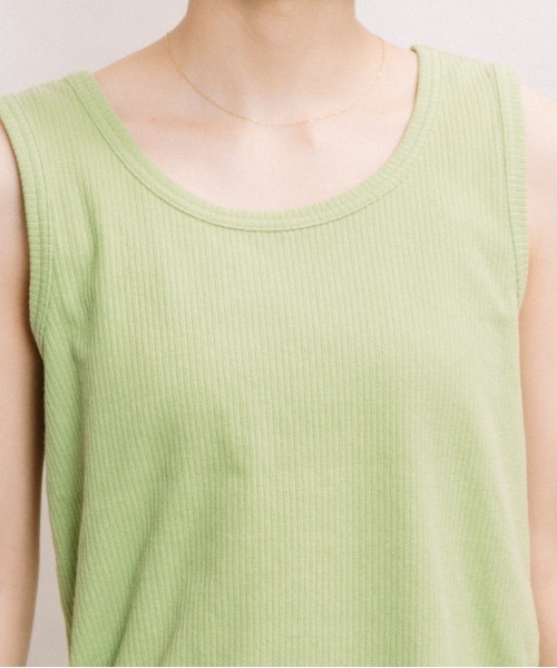 refinedworks（リファインドワークス）の「針抜きテレコ両面タンク（タンクトップ・レディース・ブラック/ブラウン/オフホワイト/ブルー/ライトグリーン系・FREE）」の15枚目の写真
