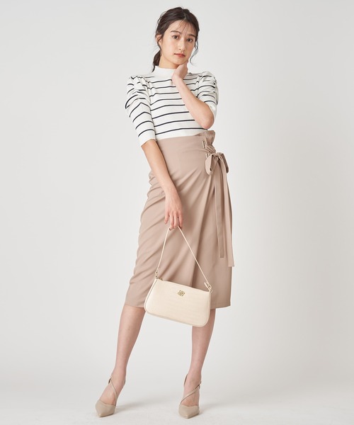 ROYAL PARTY（ロイヤルパーティー）の「【洗えるニット】プチハイネック半袖ニットトップス（ニット/セーター・レディース・ブラック/ベージュ/オフホワイト/ピンク/マルチ・FREE）」の15枚目の写真