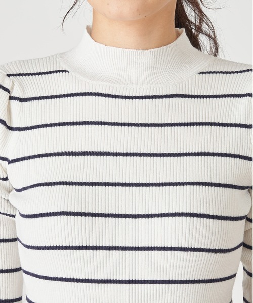 ROYAL PARTY（ロイヤルパーティー）の「【洗えるニット】プチハイネック半袖ニットトップス（ニット/セーター・レディース・ブラック/ベージュ/オフホワイト/ピンク/マルチ・FREE）」の8枚目の写真